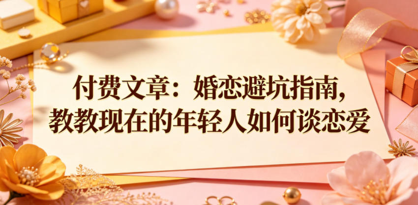 付费文章：婚恋避坑指南，教教现在的年轻人如何谈恋爱-优优云网创
