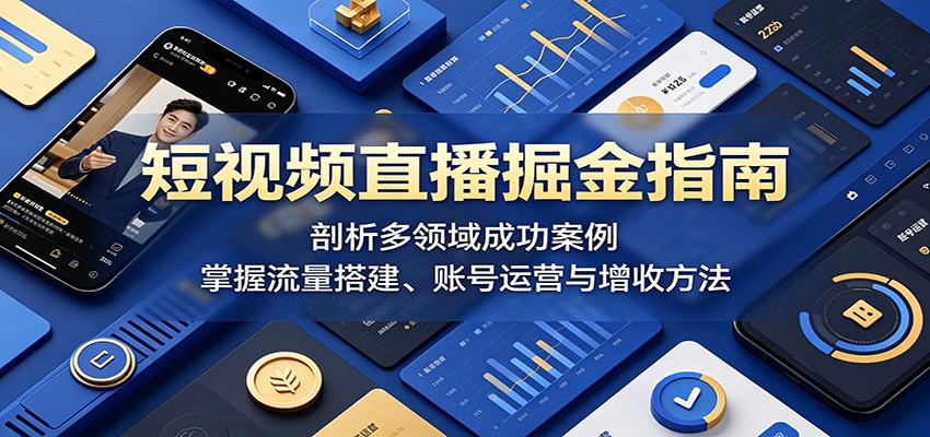 短视频直播掘金指南：剖析多领域成功案例，掌握流量搭建、账号运营与增收方法-优优云网创