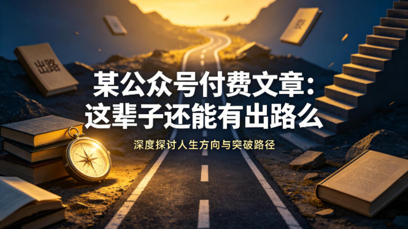 某公众号付费文章：这辈子还能有出路么-优优云网创