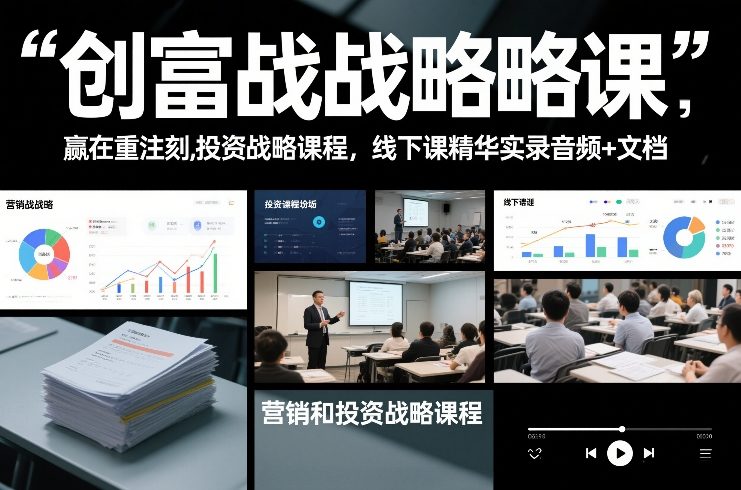 创富战略课，赢在重注时刻，营销和投资战略课程，线下课精华实录音频+文档-优优云网创