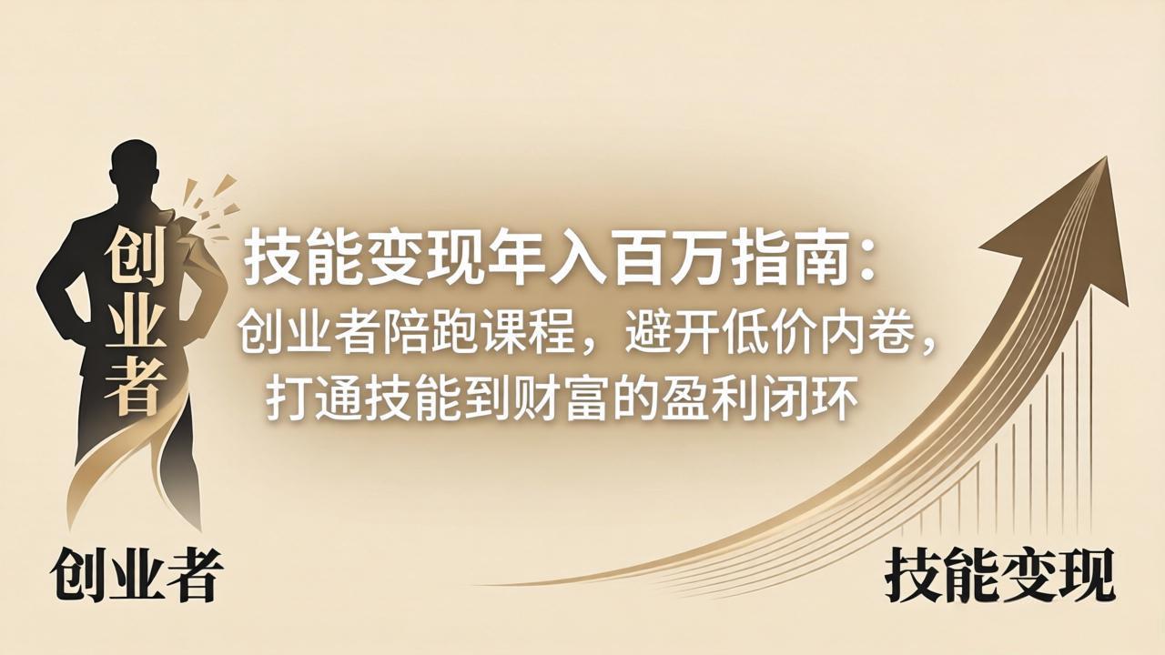 技能变现年入百万指南：创业者陪跑课程，避开低价内卷，打通技能到财富的盈利闭环-优优云网创