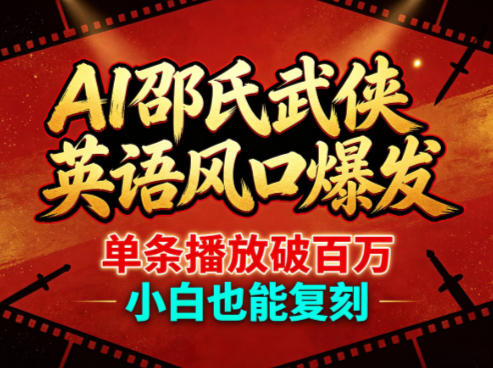 AI邵氏武侠英语风口爆发，单条播放破百万，小白也能复刻-优优云网创