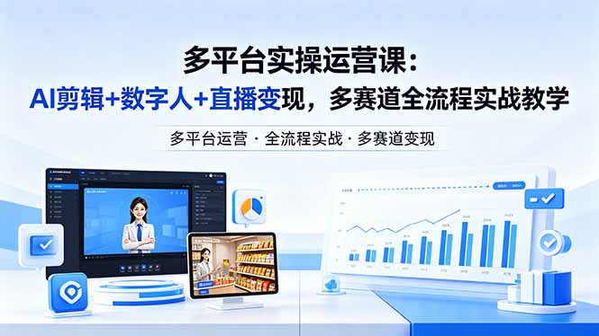 某团队多平台实操运营课-更新26年4月29：AI剪辑+数字人+直播变现，多赛道全流程实战教学-优优云网创