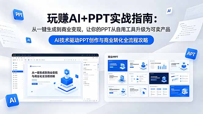 玩赚AI+PPT实战指南-更新5月13：从一键生成到商业变现，让你的PPT从自用工具升级为可卖产品-优优云网创