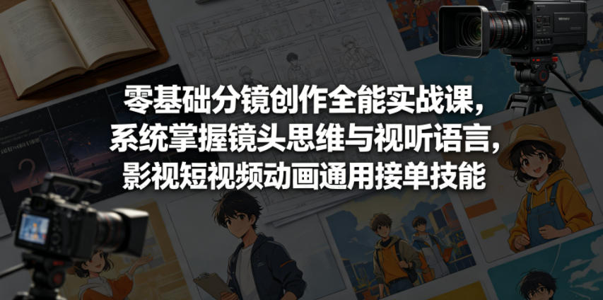 零基础分镜创作全能实战课，系统掌握镜头思维与视听语言，影视短视频动画通用接单技能-优优云网创