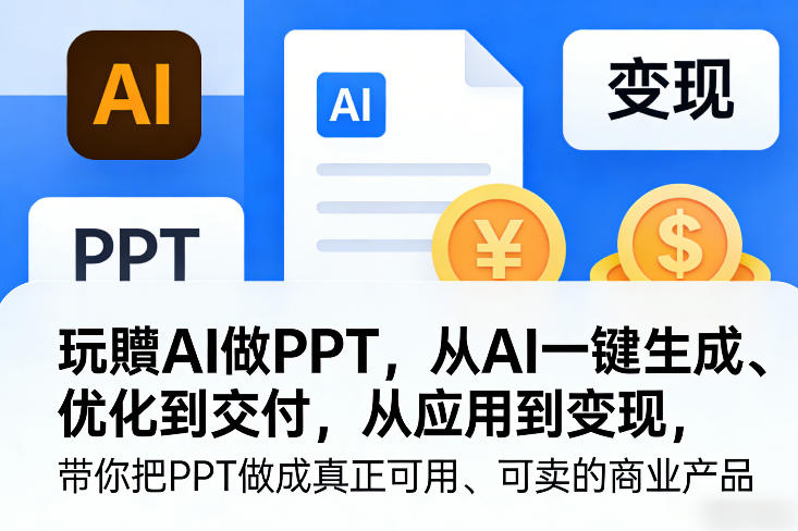 玩賺AI做PPT，从AI一键生成、优化到交付，从应用到变现，带你把PPT做成真正可用、可卖的商业产品(更新0421)-优优云网创