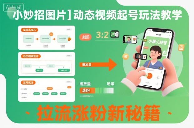 小妙招图片＋动态视频起号玩法教学，拉流涨粉新秘籍-优优云网创