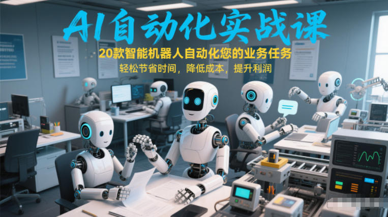 AI自动化实战课：20款智能机器人自动化您的业务任务，轻松节省时间，降低成本，提升利润-优优云网创
