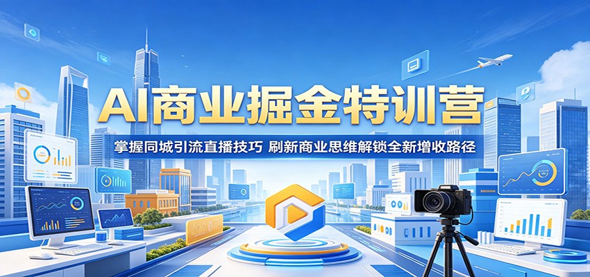 AI商业掘金特训营：掌握同城引流直播技巧，刷新商业思维解锁全新增收路径-优优云网创