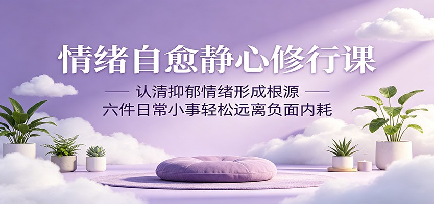 情绪自愈静心修行课：认清抑郁情绪形成根源，六件日常小事轻松远离负面内耗-优优云网创