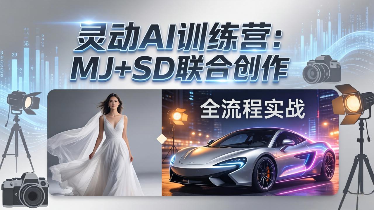 灵动AI训练营-3.0课程：MJ+SD联合创作，从婚纱大片到汽车广告，摄影后期全流程实战-优优云网创