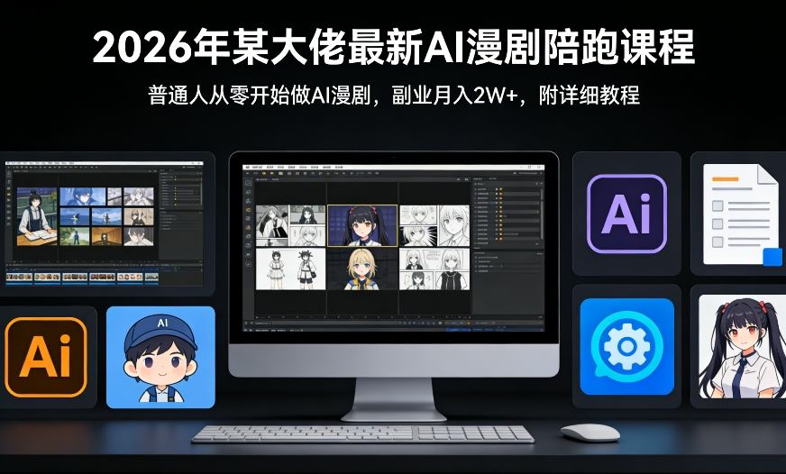 26年某大佬最新Ai漫剧陪跑课程，普通人从零开始做AI漫剧，副业月入2W+-优优云网创