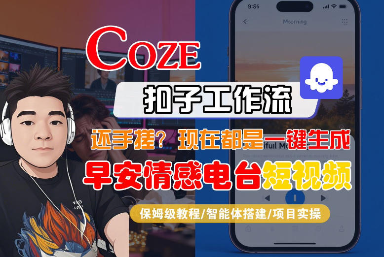 【Coze工作流搭建实操教程】【coze】早安情感电台日签视频还在手动做？用扣子工作流自动生成，省时90%-优优云网创