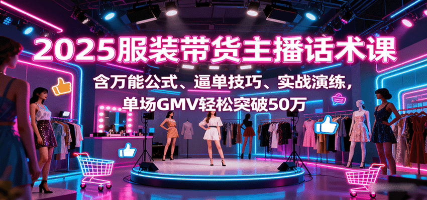 图片[1]-2025服装带货主播话术课，含万能公式、逼单技巧、实战演练，单场GMV轻松突破50万-优优云网创
