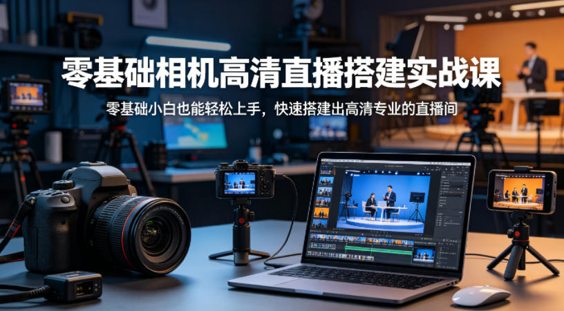 零基础相机高清直播间搭建实战课，小白也能轻松上手，快速搭建出高清专业的直播间-优优云网创