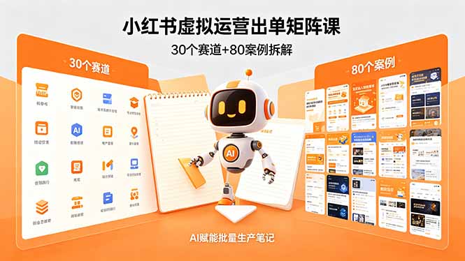 小红书虚拟运营出单矩阵课：30个赛道+80案例拆解，AI赋能批量生产笔记-优优云网创