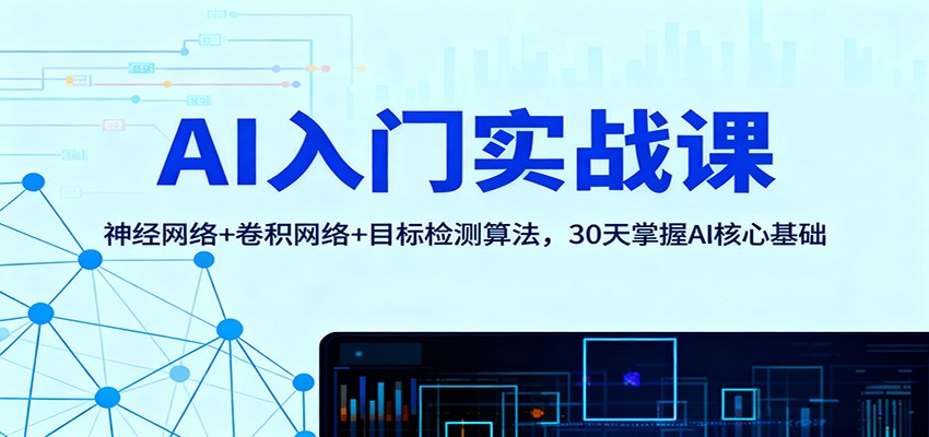 AI入门实战课：神经网络+卷积网络+目标检测算法，30天掌握AI核心基础-云网创