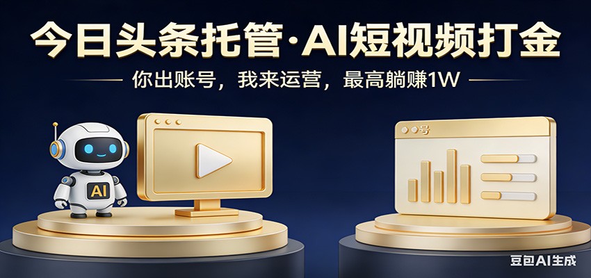 头条号AI托管，我提供作品，你提供账号，每天5分钟发布，小白躺赚3000+-优优云网创