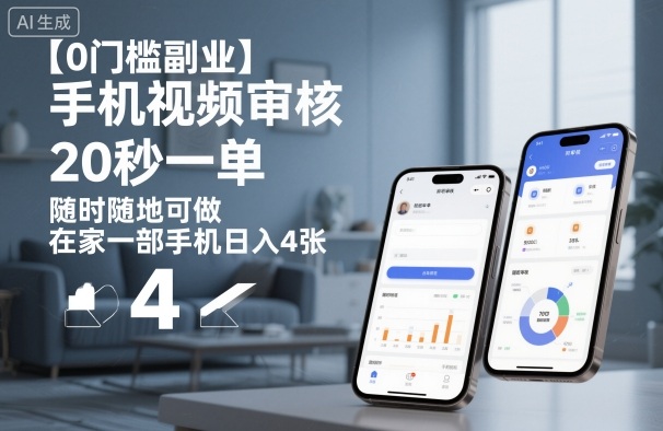 【0门槛副业】手机视频审核，20秒一单，随时随地可做，在家一部手机日入4张【揭秘】-优优云网创