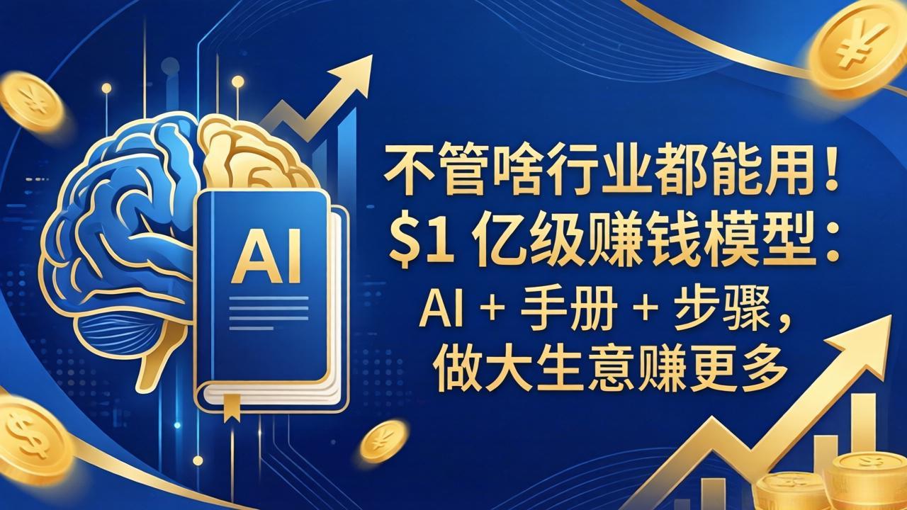 不管啥行业都能用！$1 亿级赚钱模型：AI + 手册 + 步骤，做大生意赚更多-优优云网创