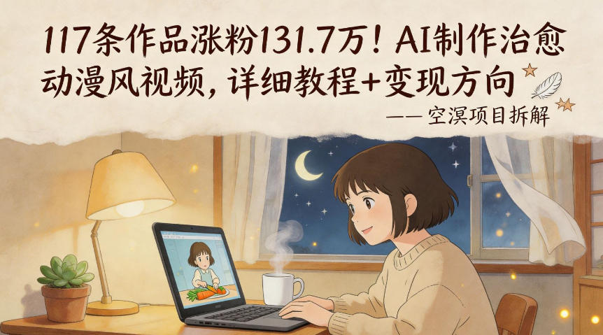 117条作品涨粉131.7W！AI制作治愈动漫风视频，详细教程+变现方向-优优云网创