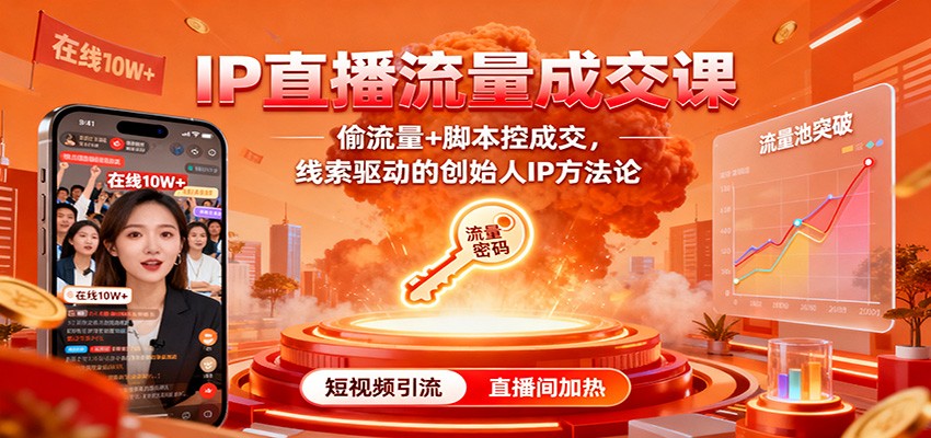 IP直播流量成交课：偷流量+脚本控成交，线索驱动的创始人IP方法论-优优云网创