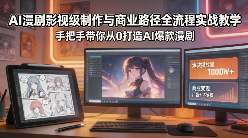 AI漫剧影视级制作与商业路径全流程实战教学，手带你从0打造AI爆款漫剧-优优云网创