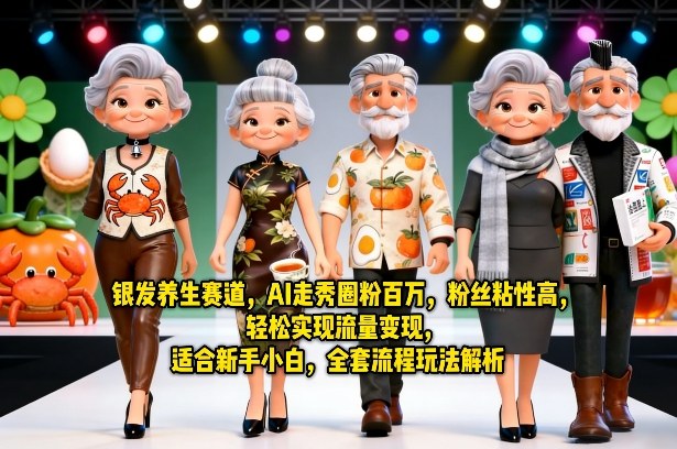 银发养生赛道，AI走秀圈粉百万，粉丝粘性高，轻松实现流量变现，适合新手小白，全套流程玩法解析-优优云网创