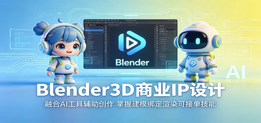 Blender3D商业IP设计：融合AI工具辅助创作，掌握建模绑定渲染可接单技能-优优云网创