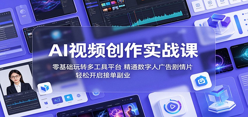 AI视频创作实战课：零基础玩转多工具平台，精通数字人广告、剧情片，轻松开启接单副业-优优云网创