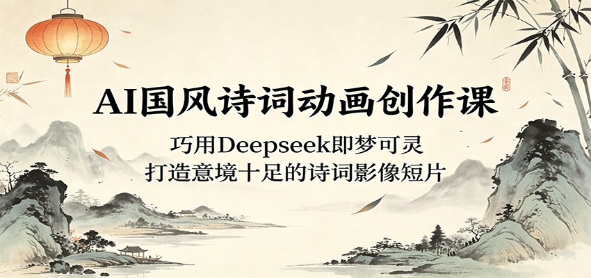 AI国风诗词动画创作课：巧用Deepseek即梦可灵，打造意境十足的诗词影像短片-优优云网创