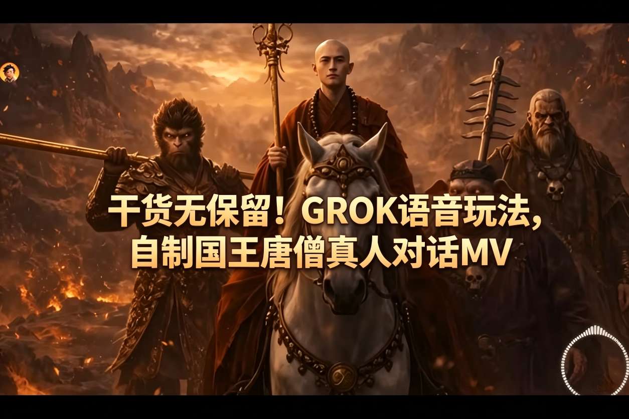 干货无保留！GROK语音玩法，自制国王唐僧真人对话MV-优优云网创
