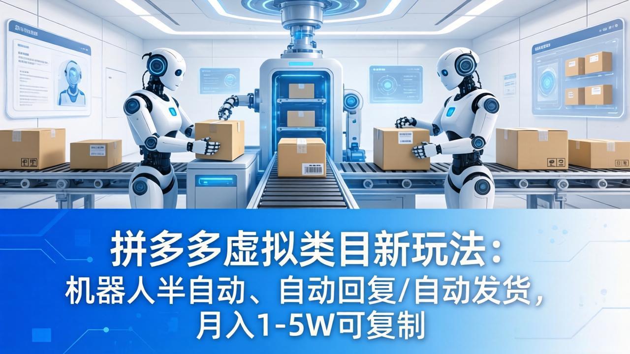 拼多多虚拟类目新玩法：机器人半自动、自动回复 /自动发货，月入 1-5W 可复制-优优云网创