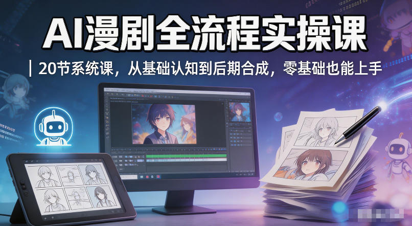 AI漫剧全流程实操课｜20节系统课，从基础认知到后期合成，零基础也能上手-优优云网创