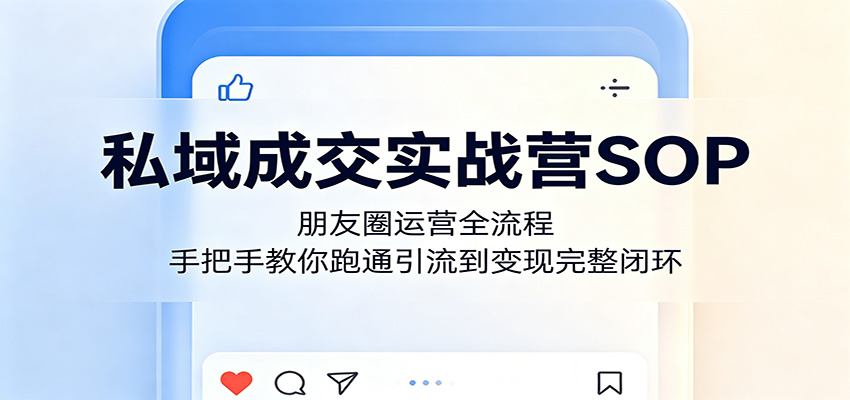 私域成交实战营SOP：朋友圈运营全流程，手把手教你跑通引流到变现完整闭环-优优云网创