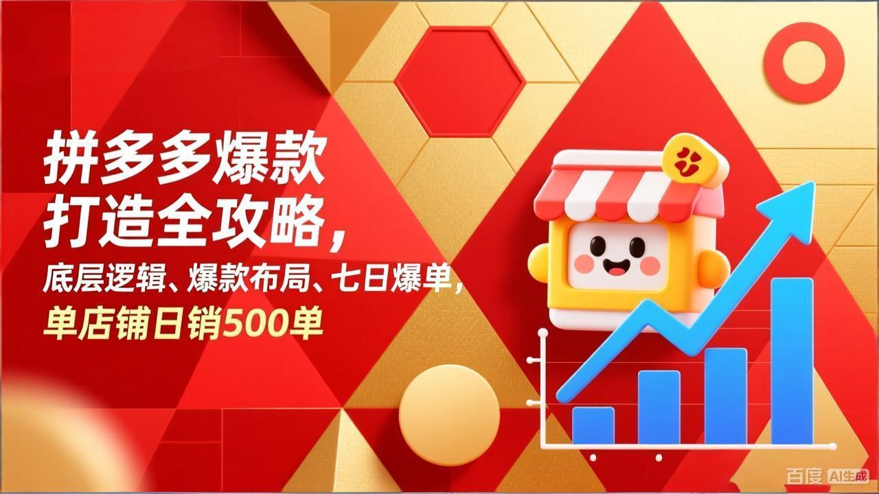 拼多多爆款打造全攻略，底层逻辑、爆款布局、七日爆单，单店铺日销500单-优优云网创