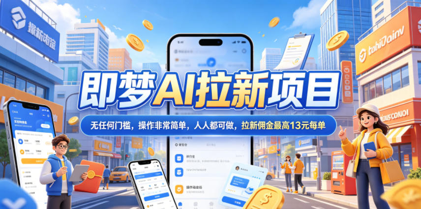 2026年即梦AI拉新项目最新玩法，无任何门槛，操作非常简单，人人都可做，拉新佣金最高13元每单-优优云网创