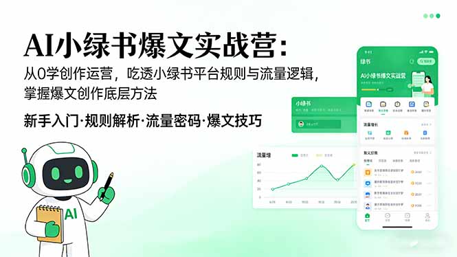 AI 小绿书爆文实战营：从0学创作运营，吃透小绿书平台规则与流量逻辑，掌握爆文创作底层方法-优优云网创