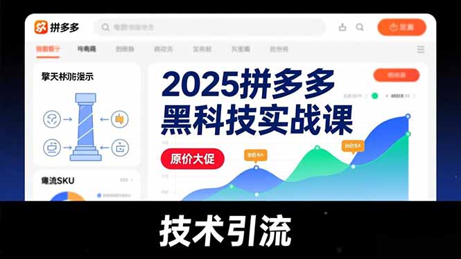 2025拼多多黑科技实战课，擎天柱玩法、爆流SKU、原价大促，技术引流，单店日销轻松破千单-优优云网创