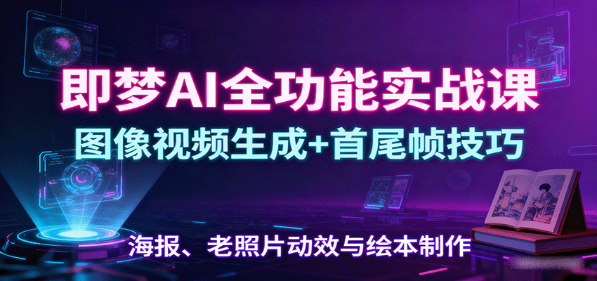 图片[1]-即梦AI全功能实战课：图像视频生成+首尾帧技巧，海报、老照片动效与绘本制作-优优云网创
