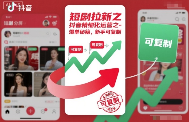 短剧拉新之抖音精细化运营之爆单秘籍，新手可复制-焱冰网创资源库