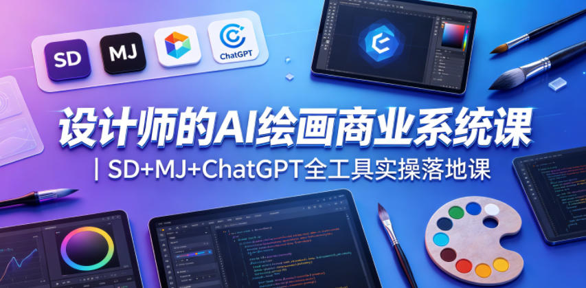 设计师的AI绘画商业系统课｜SD+MJ+ChatGPT全工具实操落地课-优优云网创