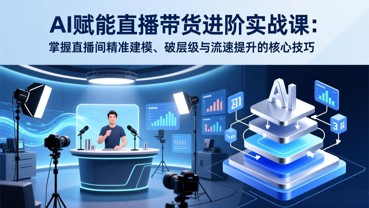 AI赋能直播带货进阶实战课：掌握直播间精准建模、破层级与流速提升的核心技巧-优优云网创