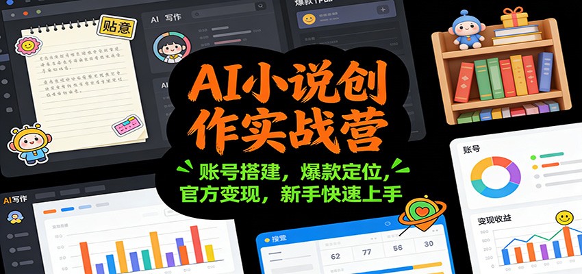AI小说创作实战营：账号搭建，爆款定位，官方变现，新手快速上手-优优云网创