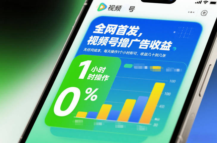 全网首发，视频号撸广告收益，无任何成本，每天操作1个小时即可，收益几十到几张-优优云网创
