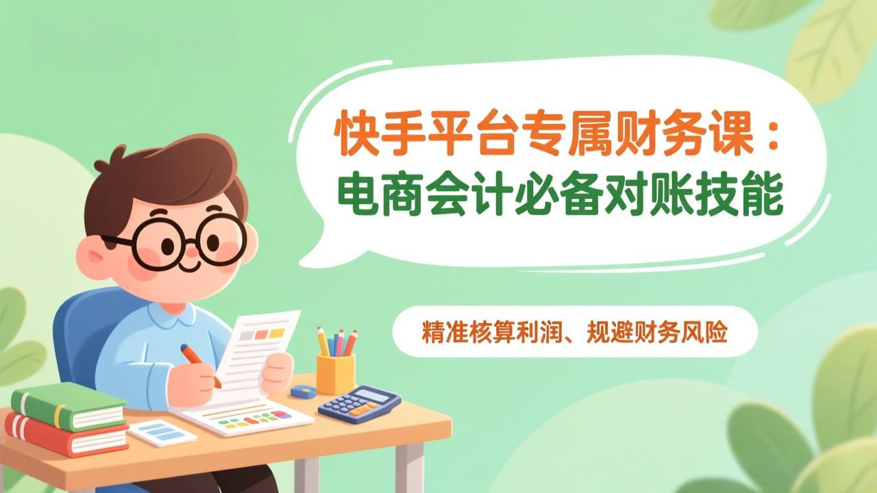 快手平台专属财务课：电商会计必备对账技能，精准核算利润、规避财务风险-优优云网创