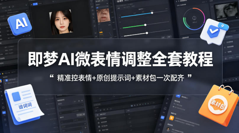 即梦AI微表情调整全套教程，精准控表情+原创提示词+素材包一次配齐-优优云网创