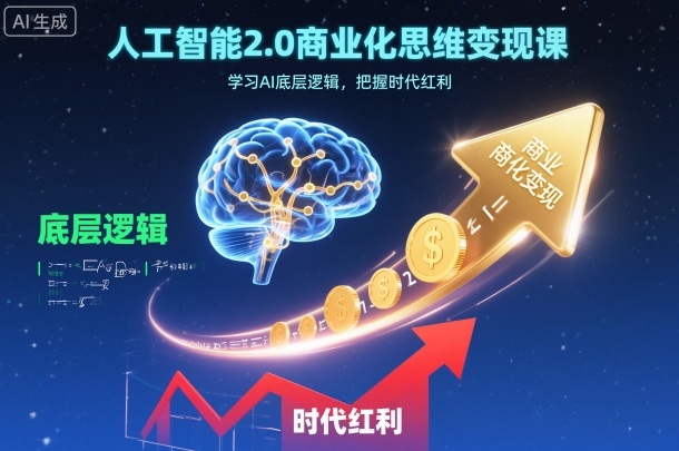 人工智能2.0商业化思维变现课，学习AI底层逻辑，把握时代红利-云网创