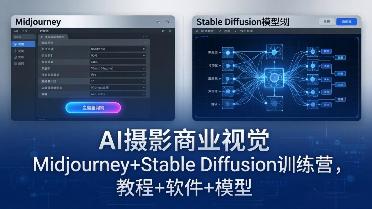 AI摄影商业视觉Midjourney+Stable Diffusion训练营，教程+软件+模型-优优云网创