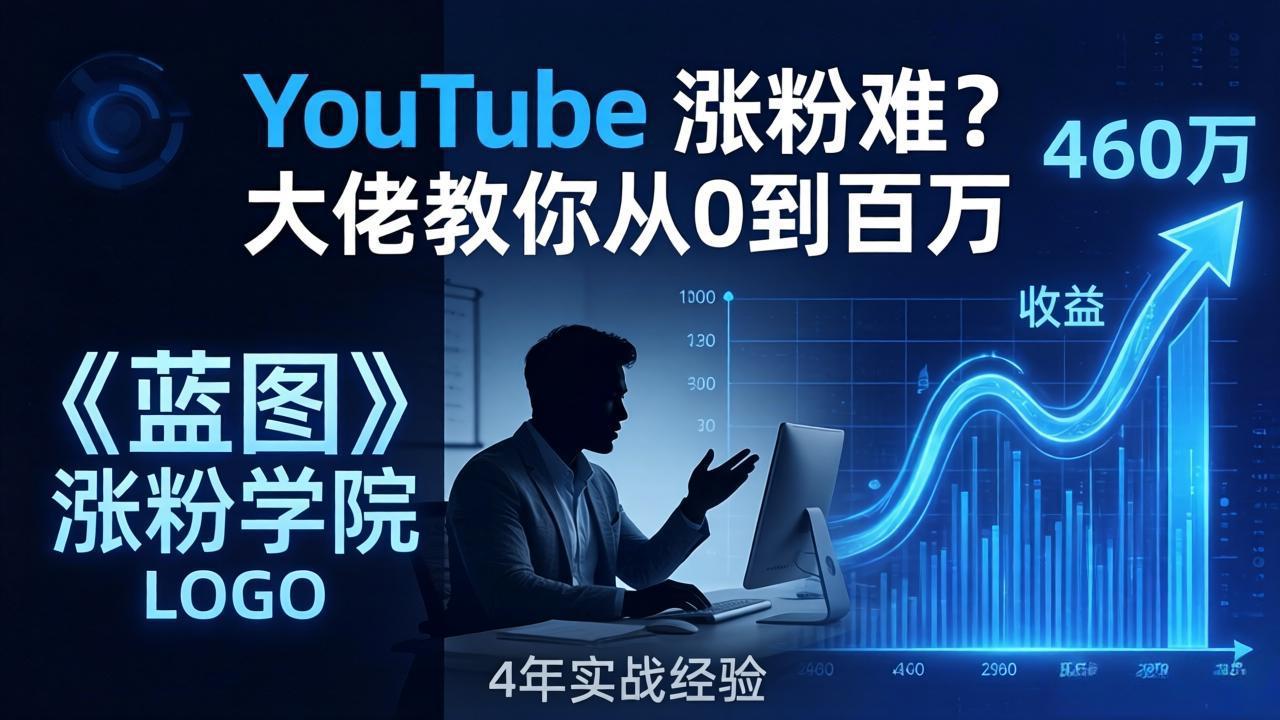 YouTube 涨粉难？《蓝图涨粉学院》：4 年赚 460 万的大佬教策略，从0到百万有路径！-优优云网创